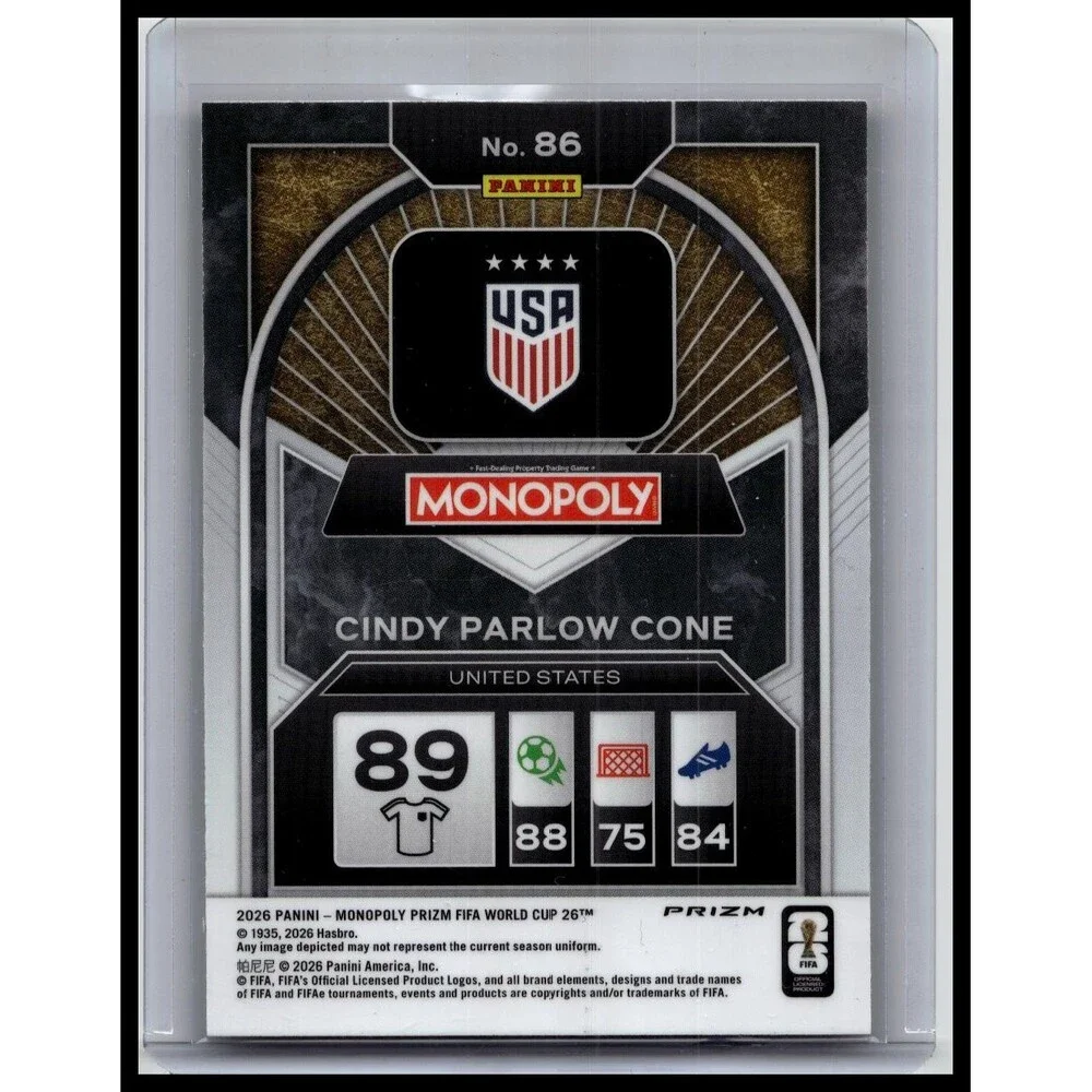 2026 Panini Prizm Monopoly Cup Cindy Parlow Cone #86 USA Hat Trick Mojo Prizms